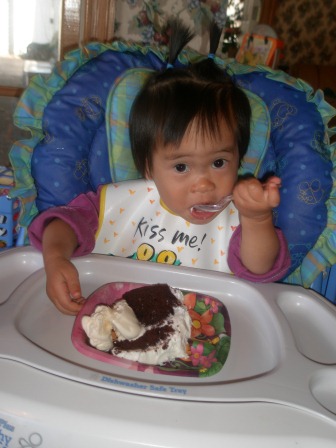Karis eating cake and ice cream
